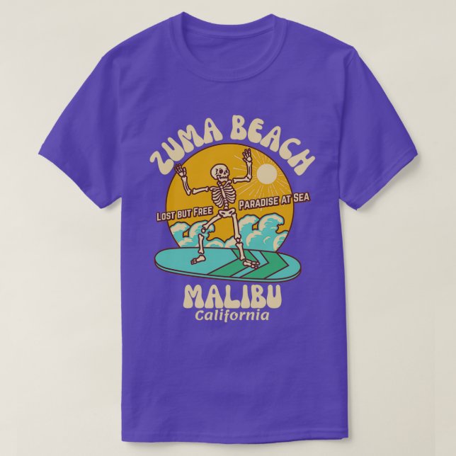 Retro Sixties Zuma Beach Malibu California Beige T T-Shirt (Design vorne)