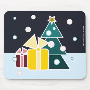 Retro skandinavische Weihnachtsbaum-Geschenke Kuns Mousepad
