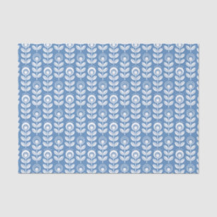 Retro skandinavisches blaues Muster Seidenpapier