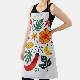 Retro-skandinavisches tropisches Blumenfruchtmuste Schürze