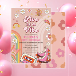 Retro Skate Five ist ein Vibe Groovy zum Geburtsta Einladung