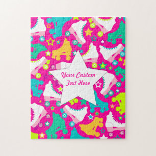 Retro Skate-heißes Rosa-Gewohnheits-Puzzlespiel