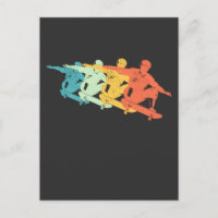 Retro Skateboard Jump Farbige Skaten Silhouette