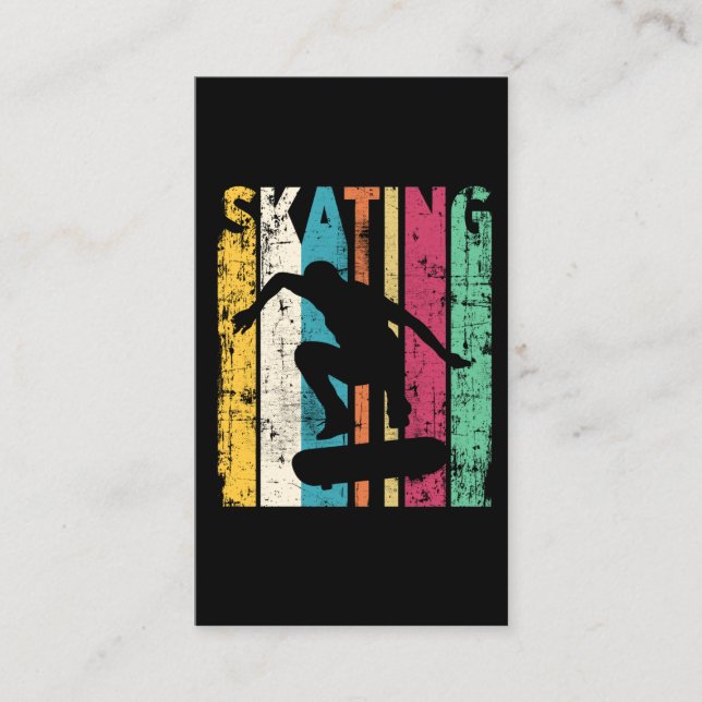 Retro Skateboard Jump Skaten Silhouette Visitenkarte (Vorderseite)