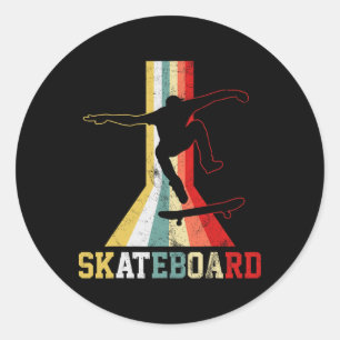 Retro-Skateboard Skateboarder Skateboarding Runder Aufkleber