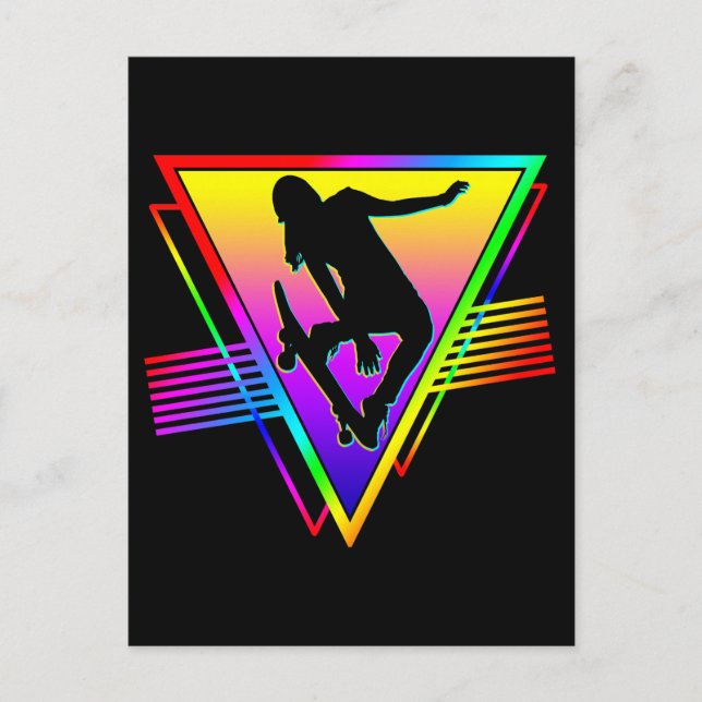 Retro-Skateboarding-Skater Postkarte (Vorderseite)