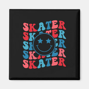 Retro Skater Girl Amerikanische Skateboarding Lieb Magnet