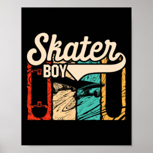 Retro Skater Junge Vintage Skateboarder Skateboard Poster