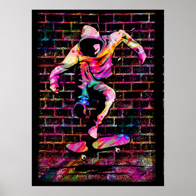 Retro Skater - Skateboard - Vintages Skateboard P Poster (Vorne)