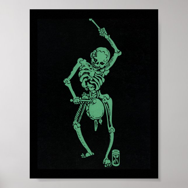 Retro Skeletal Drummer Poster (Vorne)
