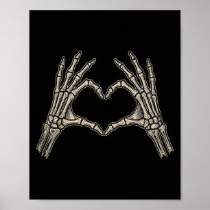 Retro Skeleton Hands Heart Sign Halloween Kostüm Poster