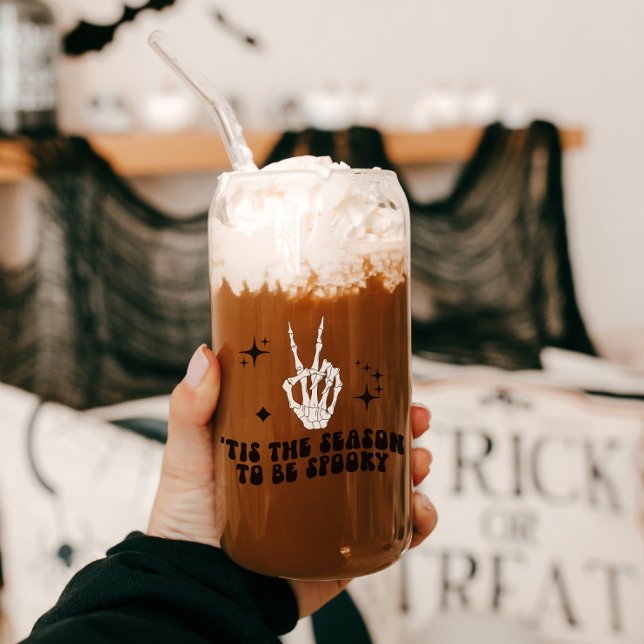 Retro Skeleton Peace Sign Halloween Sipper Dosenglas (Von Creator hochgeladen)