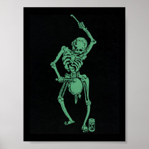Retro-Skelett-Schlagzeuger Poster