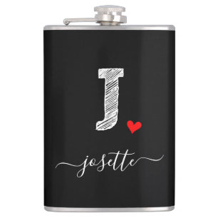 Retro Sketch Monogram J, Flask Flachmann