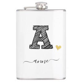 Retro Sketch Monogram Letter A, Flask Flachmann