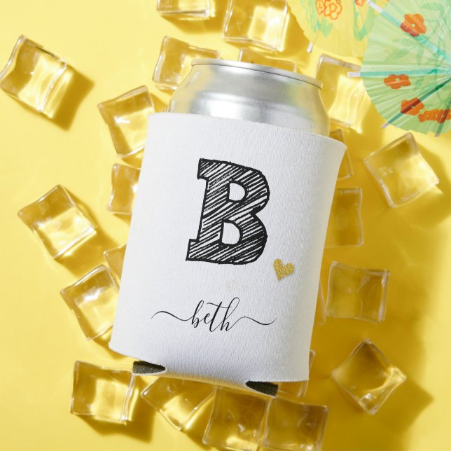 Retro Sketch Monogram Letter B, Can Cooler Dosenkühler (In Situ Sommer)