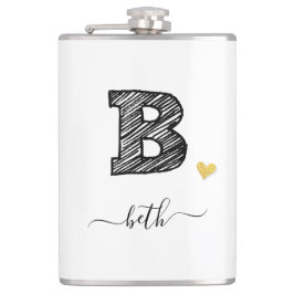 Retro Sketch Monogram Letter B, Flask Flachmann