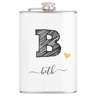 Retro Sketch Monogram Letter B, Flask Flachmann