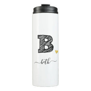 Retro Sketch Monogram Letter B, Thermal Tumbler Thermosbecher