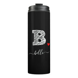 Retro Sketch Monogram Letter B, Thermal Tumbler Thermosbecher