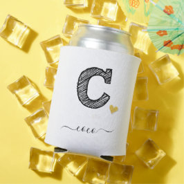 Retro Sketch Monogram Letter C, Can Cooler Dosenkühler