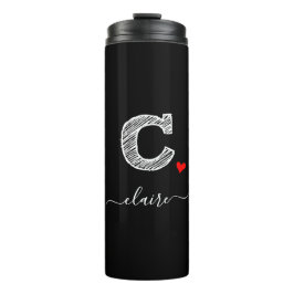 Retro Sketch Monogram Letter C, Thermal Tumbler Thermosbecher