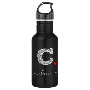 Retro Sketch Monogram Letter C, Water Flasche Edelstahlflasche
