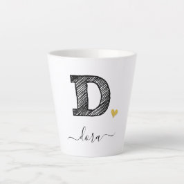 Retro Sketch Monogram Letter D, Latte Tasse