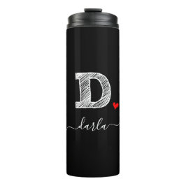 Retro Sketch Monogram Letter D, Thermal Tumbler Thermosbecher
