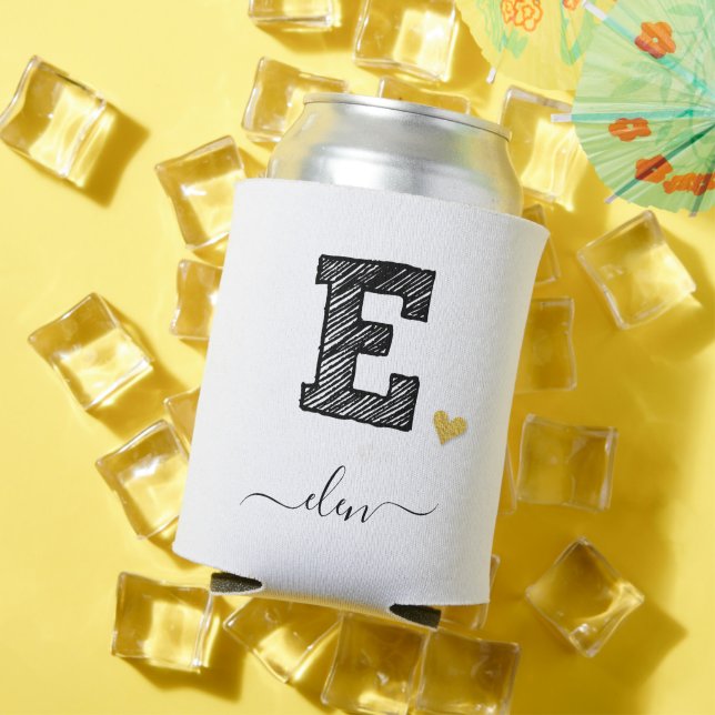 Retro Sketch Monogram Letter E, Can Cooler Dosenkühler (In Situ Sommer)