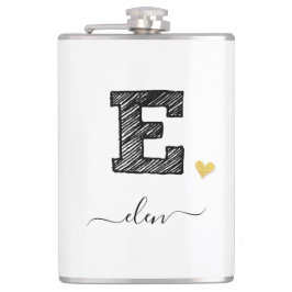 Retro Sketch Monogram Letter E, Flask Flachmann
