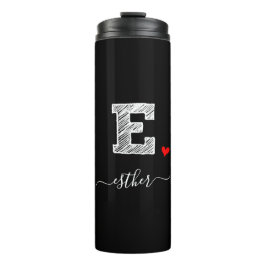Retro Sketch Monogram Letter E, Thermal Tumbler Thermosbecher