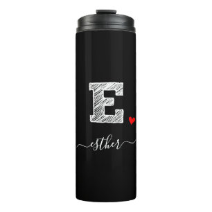 Retro Sketch Monogram Letter E, Thermal Tumbler Thermosbecher