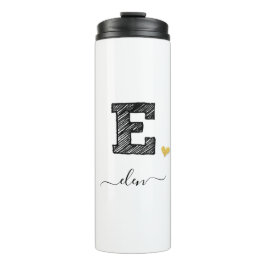 Retro Sketch Monogram Letter E, Thermal Tumbler Thermosbecher