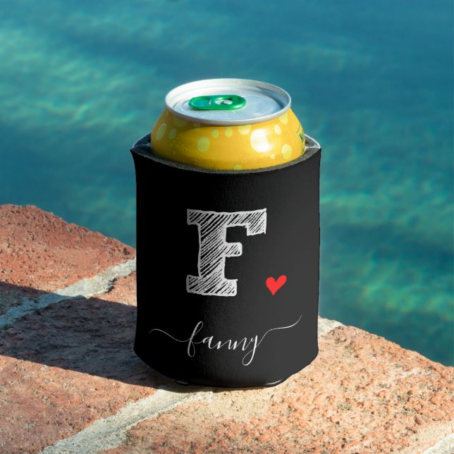Retro Sketch Monogram Letter F, Can Cooler Dosenkühler (In Situ Pool)