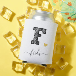 Retro Sketch Monogram Letter F, Can Cooler Dosenkühler