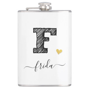 Retro Sketch Monogram Letter F, Flask Flachmann
