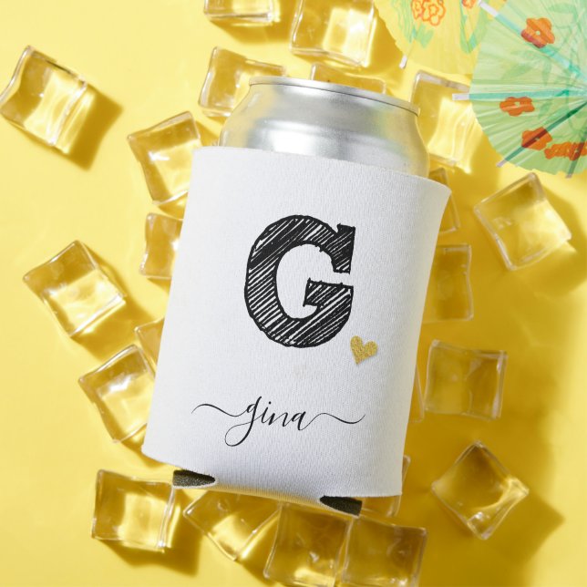 Retro Sketch Monogram Letter G, Can Cooler Dosenkühler (In Situ Sommer)