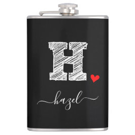 Retro Sketch Monogram Letter H, Flask Flachmann