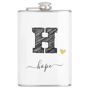 Retro Sketch Monogram Letter H, Flask Flachmann
