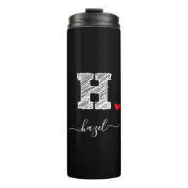 Retro Sketch Monogram Letter H, Thermischer Tumble Thermosbecher