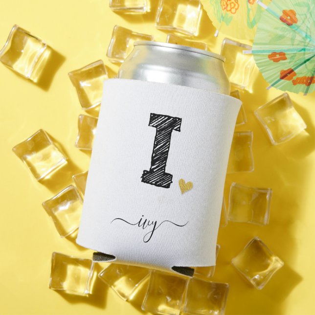 Retro Sketch Monogram Letter I, Can Cooler Dosenkühler (In Situ Sommer)