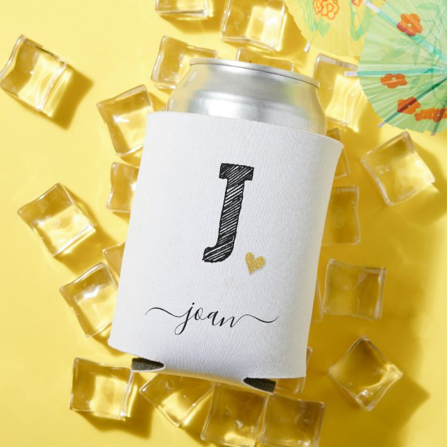 Retro Sketch Monogram Letter J, Can Cooler Dosenkühler (In Situ Sommer)