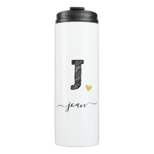 Retro Sketch Monogram Letter J, Thermal Tumbler Thermosbecher