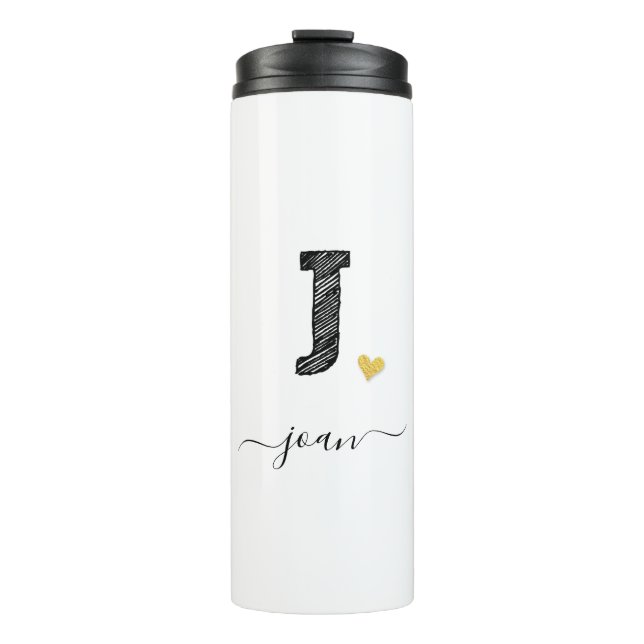 Retro Sketch Monogram Letter J, Thermal Tumbler Thermosbecher (Vorderseite)