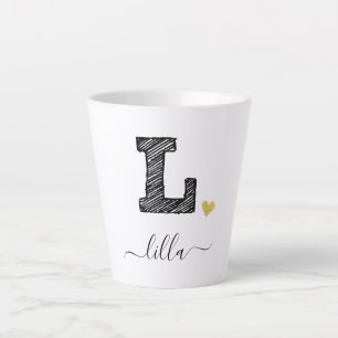 Retro Sketch Monogram Letter L, Latte Tasse