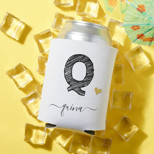 Retro Sketch Monogram Letter Q, Can Cooler Dosenkühler (In Situ Sommer)