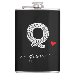 Retro Sketch Monogram Letter Q, Flask Flachmann