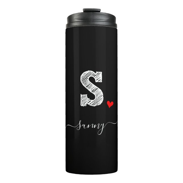 Retro Sketch Monogram Letter S, Thermal Tumbler Thermosbecher (Vorderseite)