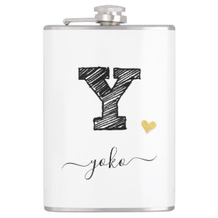Retro Sketch Monogram Letter Y, Flask Flachmann